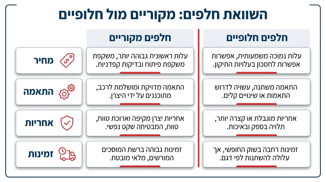 השוואה בין חלפים מקוריים לחלפים חלופיים