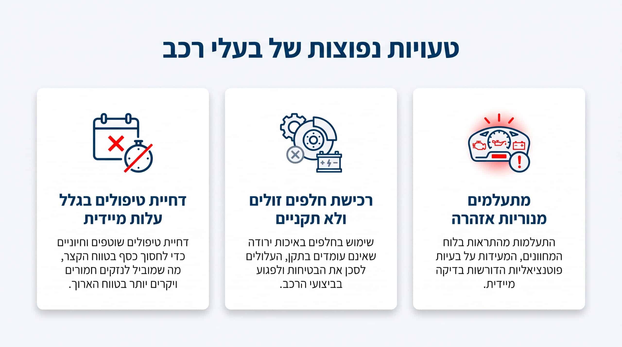 טעויות נפוצות של בעלי רכב בתחזוקת הרכב