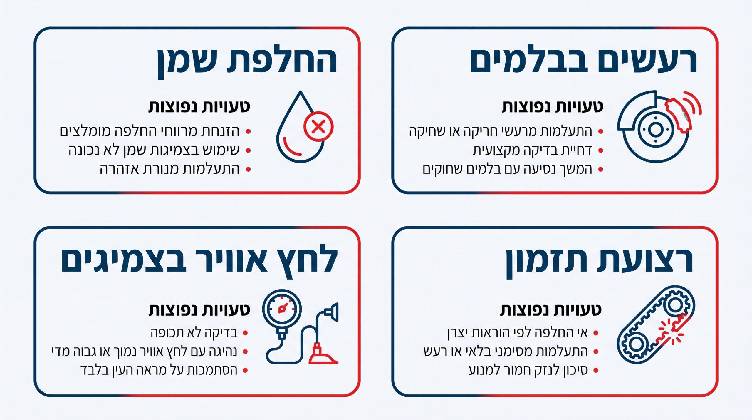 טעויות נפוצות בתחזוקת רכב
