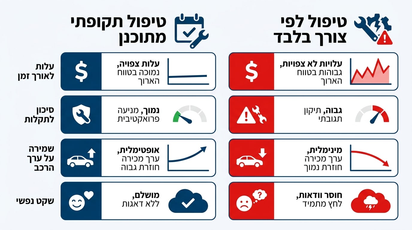 השוואה בין טיפול תקופתי לטיפול לפי צורך ברכב