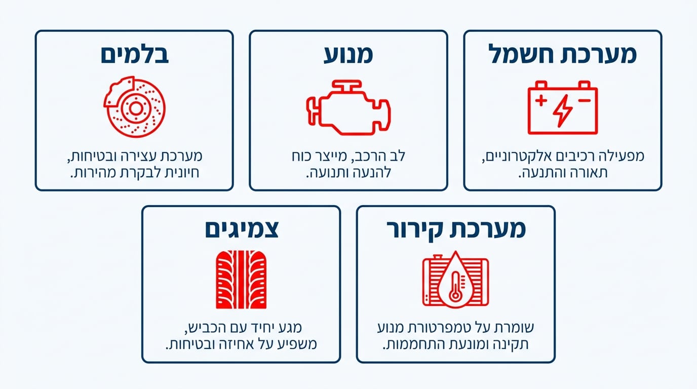 בדיקה תקופתית מקיפה של מערכות הרכב